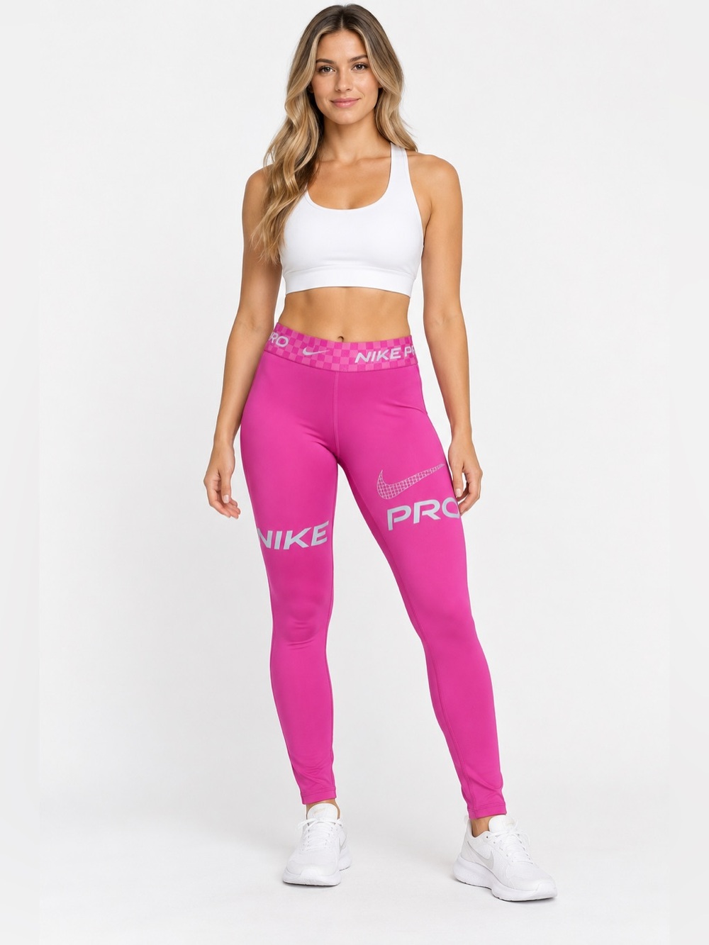 Nike Pro Dri-FIT Women’s Small Pink Compression Leggings Graphic Swoosh